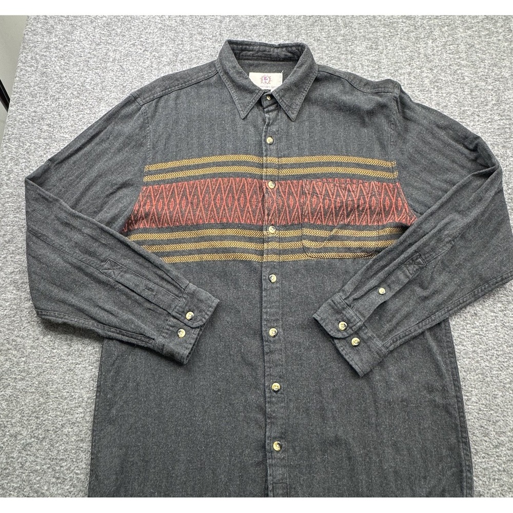 The Territory Ahead Shirt Button Up‎ Long Sleeve Mens LT Gray Orange Red